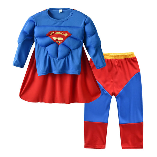 Children’s Superhero Cosplay Costume Set – Muscle Suit Bodysuit with Tops & Pants for Boys, Girls & Kids Halloween
