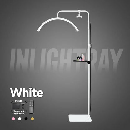 23" OEM 45W LED Eyelash Extension Lamp – Adjustable Brightness Half-Moon Bed Lamp with Ring Light & Free Logo