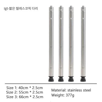 Stainless Steel Camping IGT Table Legs — Adjustable Three-Gear Telescopic Picnic Table Legs for Outdoor Use