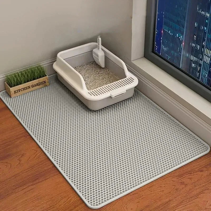 Double-Layer Large Cat Litter Mat – Anti-Splash, Sand-Filtering Floor Protector for Cats