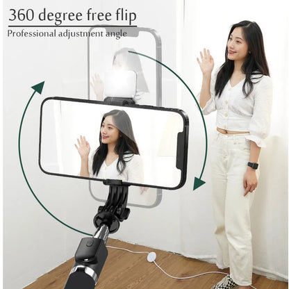 Portable Bluetooth Selfie Stick Tripod with Light & Remote | 103cm Retractable Phone Holder