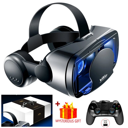 3D VR Headset – Virtual Reality Smart Glasses Helmet for Smartphones with Controllers and 7-Inch Lenses