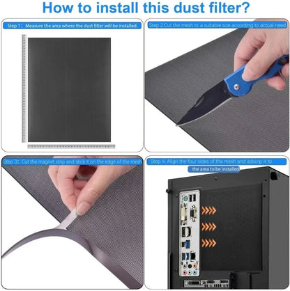 1M DIY PC Case Dust Mesh Filter - Black PVC Dustproof Mesh Filter Cover for Computer Cooler Fan, Fan Cooler Baffle