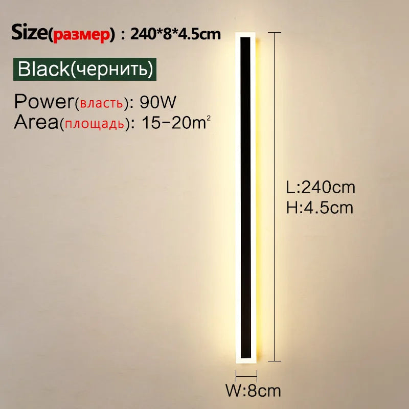 Outdoor Wall Lamp – IP65 Waterproof LED Long Corridor & Staircase Light, Balcony, Villa & Garden Entrance Lighting