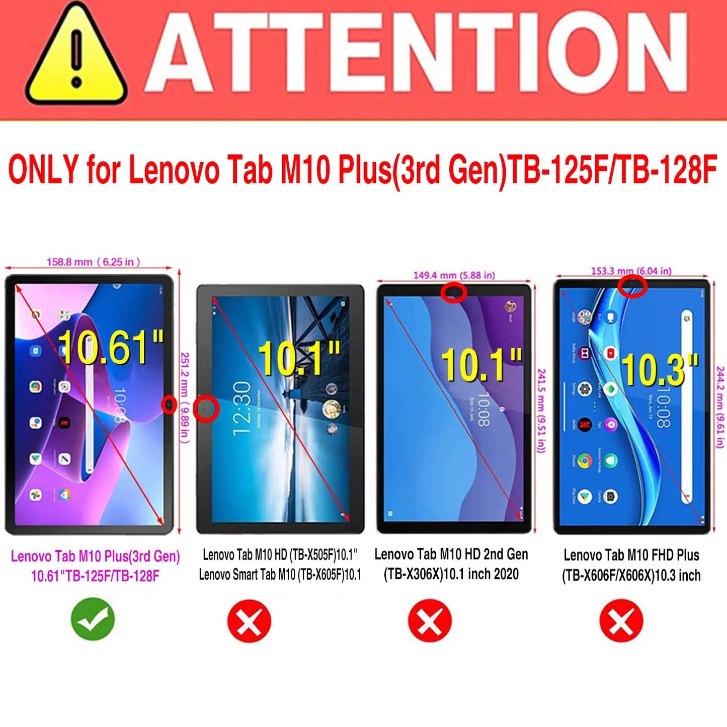 Lenovo Tab M10 Plus 3rd Gen 10.61″ Screen Protector — 9H HD Clear Anti-Scratch Tempered Glass Film for TB128FU/TB125FU