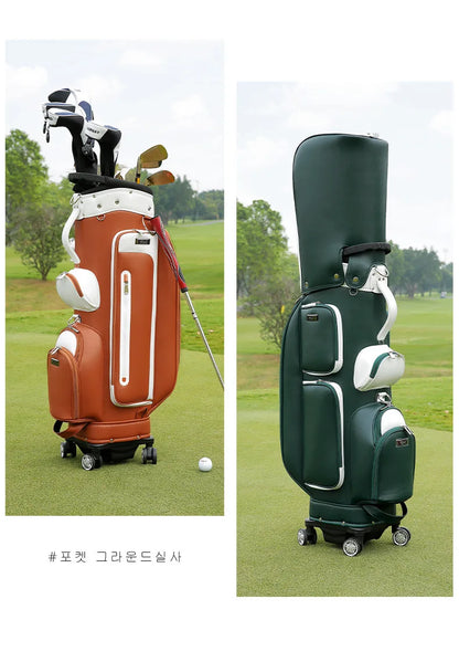 PGM Wheeled Golf Caddy Bag QB127 – 4-Wheel 360° Rotation Removable Waterproof Bag for Men & Women