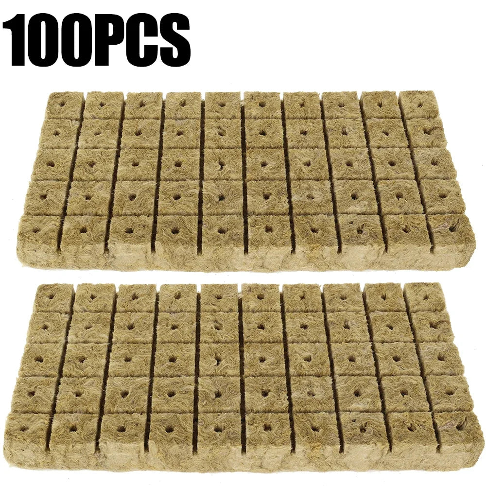 Stonewool Hydroponic Grow Cubes — 500/50x Seedling Blocks for Garden Germination & Water Cultivation