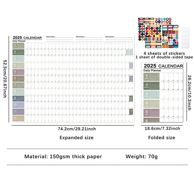 2024-2025 Kawaii Wall Calendar Planner – Large Schedule Organizer, To-Do List, Target Tracker, Office Supplies