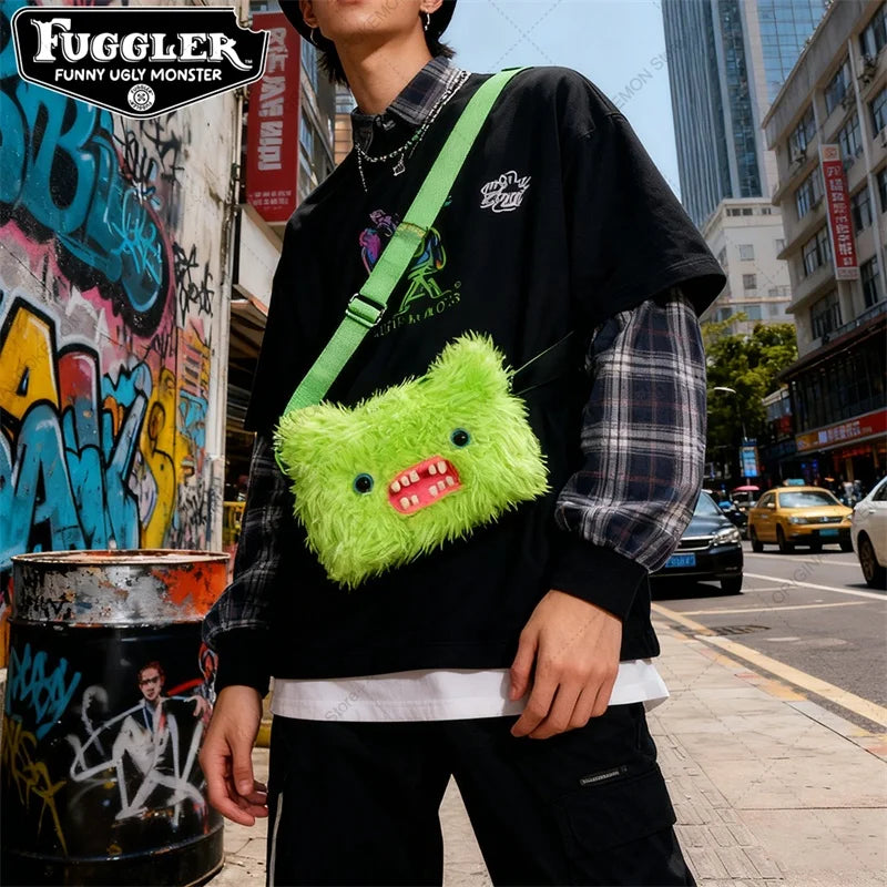 Original Fuggler Ugly Teeth Monster Plush Crossbody Bag – Kawaii Screech Mr. Buttons Shoulder Doll Gift