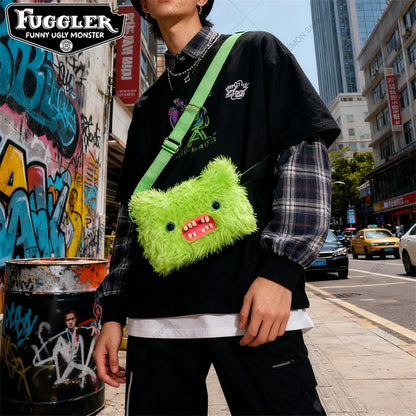 Original Fuggler Ugly Teeth Monster Plush Crossbody Bag – Kawaii Screech Mr. Buttons Shoulder Doll Gift