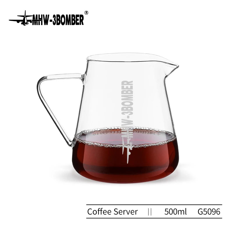 MHW-3BOMBER 500ml Glass Coffee Server — Espresso Dripper & Pour-Over Brewer Pot for Home Kitchen