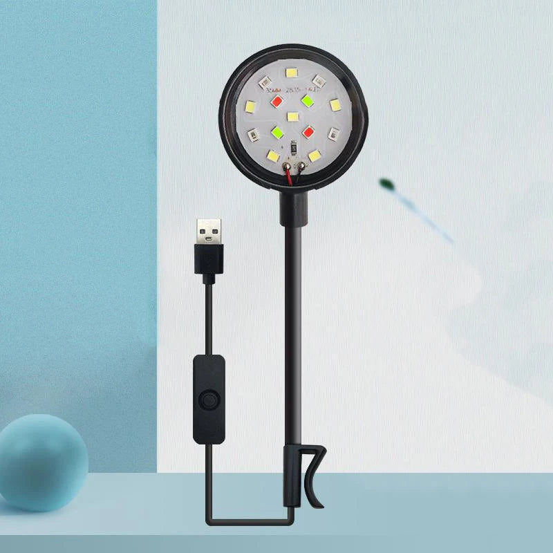 LED Aquarium Light with Adapter – Clip-On Full Spectrum USB Light, 360° Rotating for Fish Tanks
