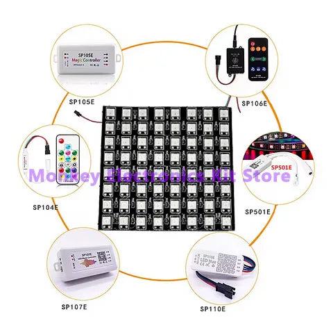 8x8 WS2812 LED Matrix Module – 64-Bit 5050 RGB Programmable Display Pa ...