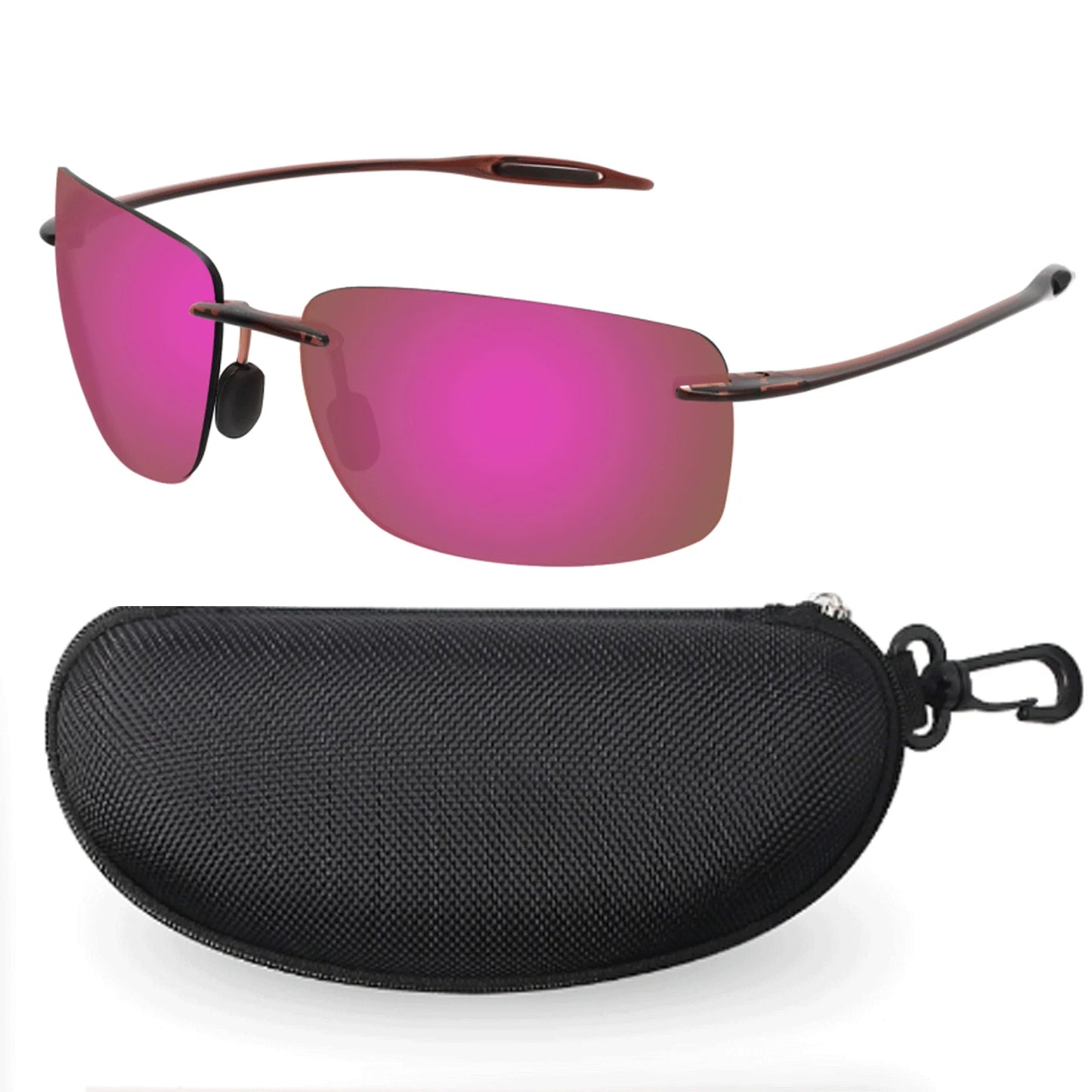 JULI Polarized Classic Sports Sunglasses - Ultralight Rimless Rectangle Frame for Men, Fishing & Driving, UV400 Protection (MJ8009)