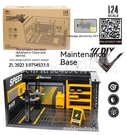 1:24 / 1:32 Scale Light-Up Parking Lot Toy – DIY Assembly Diecast Alloy Car Garage Scene for Display & Kids Gift