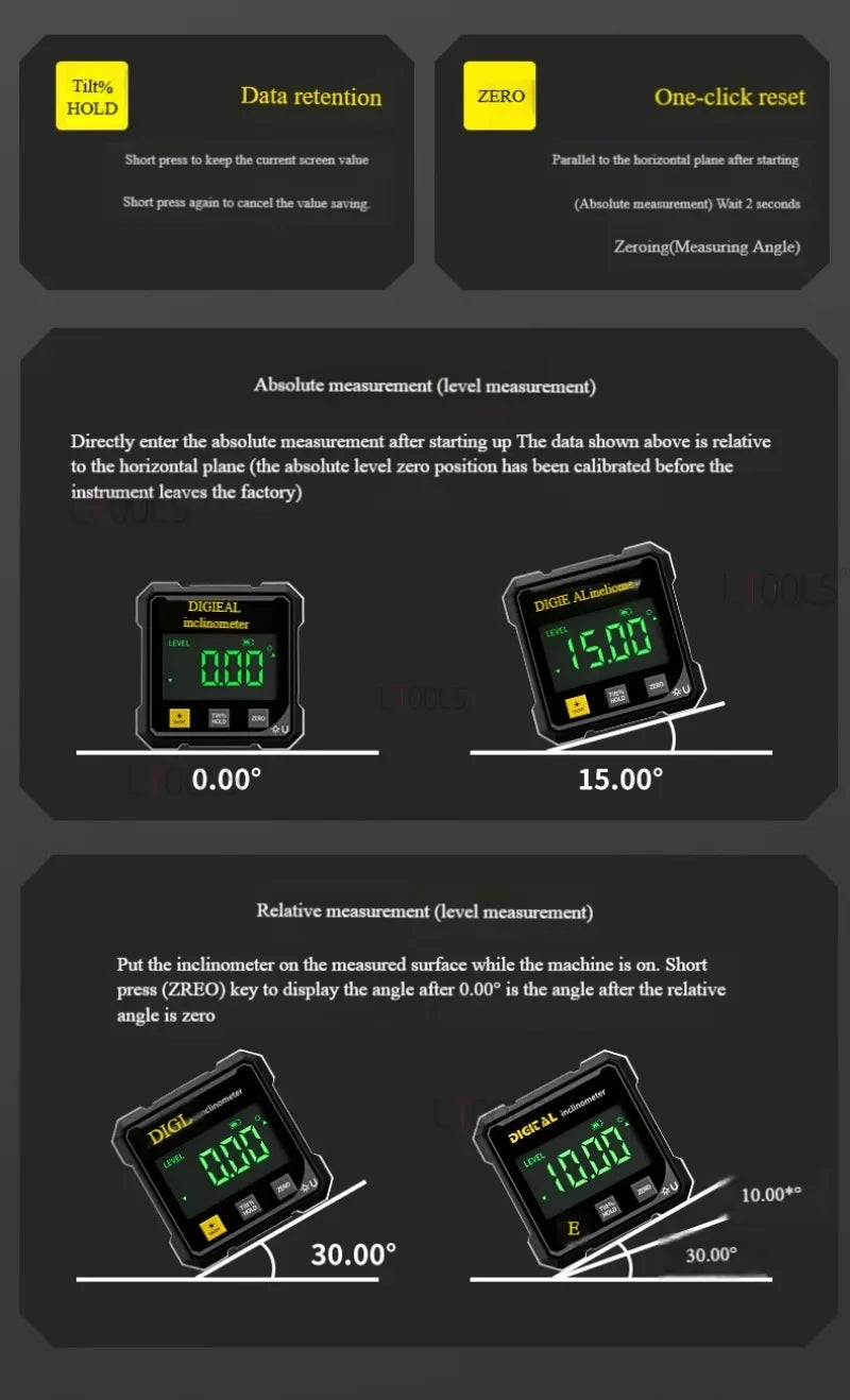 Pocket Digital Level Protractor — Professional 360° Magnetic Inclinome ...
