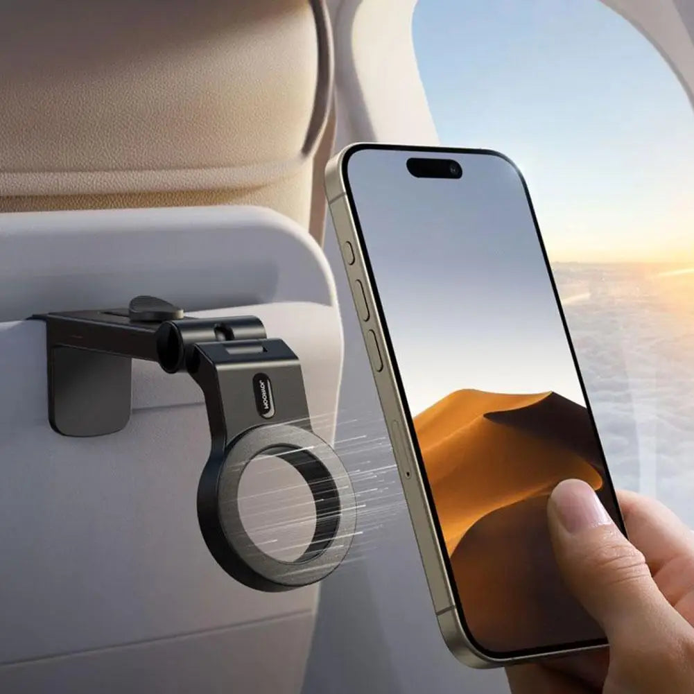 Portable Magnetic Desktop Phone Holder: Foldable, 360° Rotation Travel Airplane Desk Mount Stand for iPhone - Convenient Phone Accessory