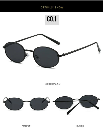 SHAUNA Retro Oval Metal Frame Sunglasses – UV400 Punk Style Shades for Women & Men