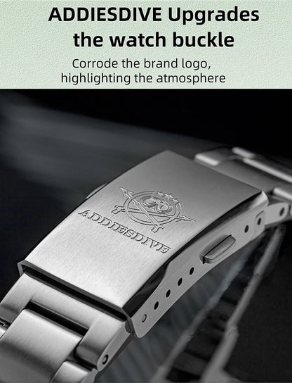 ADDIESDIVE Men's Luxury Quartz Watch – VH31, 100m Waterproof, Green AR Coating, Luminous, 316L Stainless Steel, 36mm