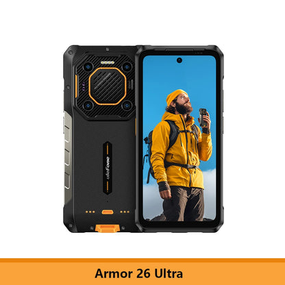 Ulefone Armor 26 Ultra 5G Rugged Waterproof Smartphone - 120W Fast Charging, 15600mAh, 200MP+64MP, 24GB+512GB, NFC
