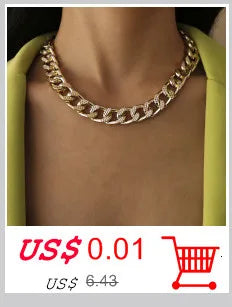 Exaggerated Chunky Metal Wire Choker Necklace – Gold Punk Collar, Wide Smooth Chain, Steampunk Jewelry for Women