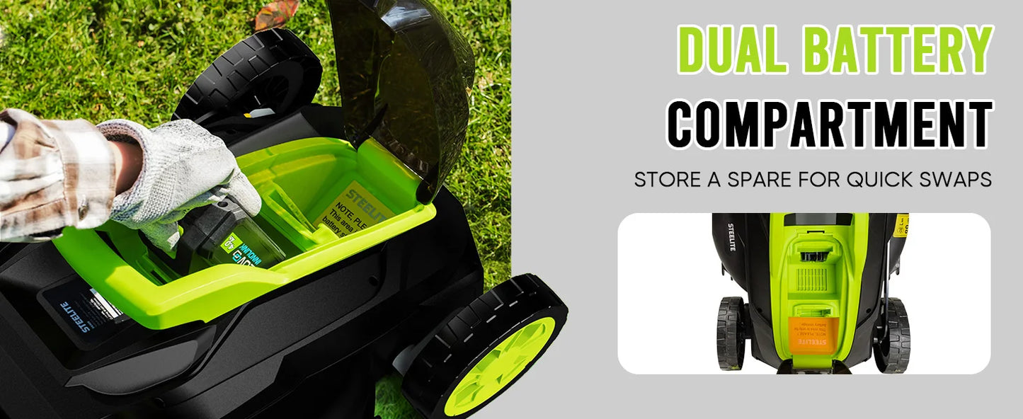 Deli 13" Cordless Electric Lawn Mower – 2-in-1 Lightweight Brushless Mower with 21V 4.0Ah Battery & Charger