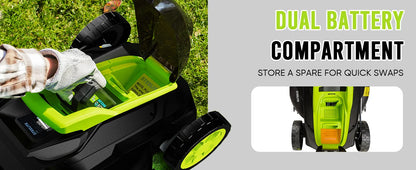 Deli 13" Cordless Electric Lawn Mower – 2-in-1 Lightweight Brushless Mower with 21V 4.0Ah Battery & Charger