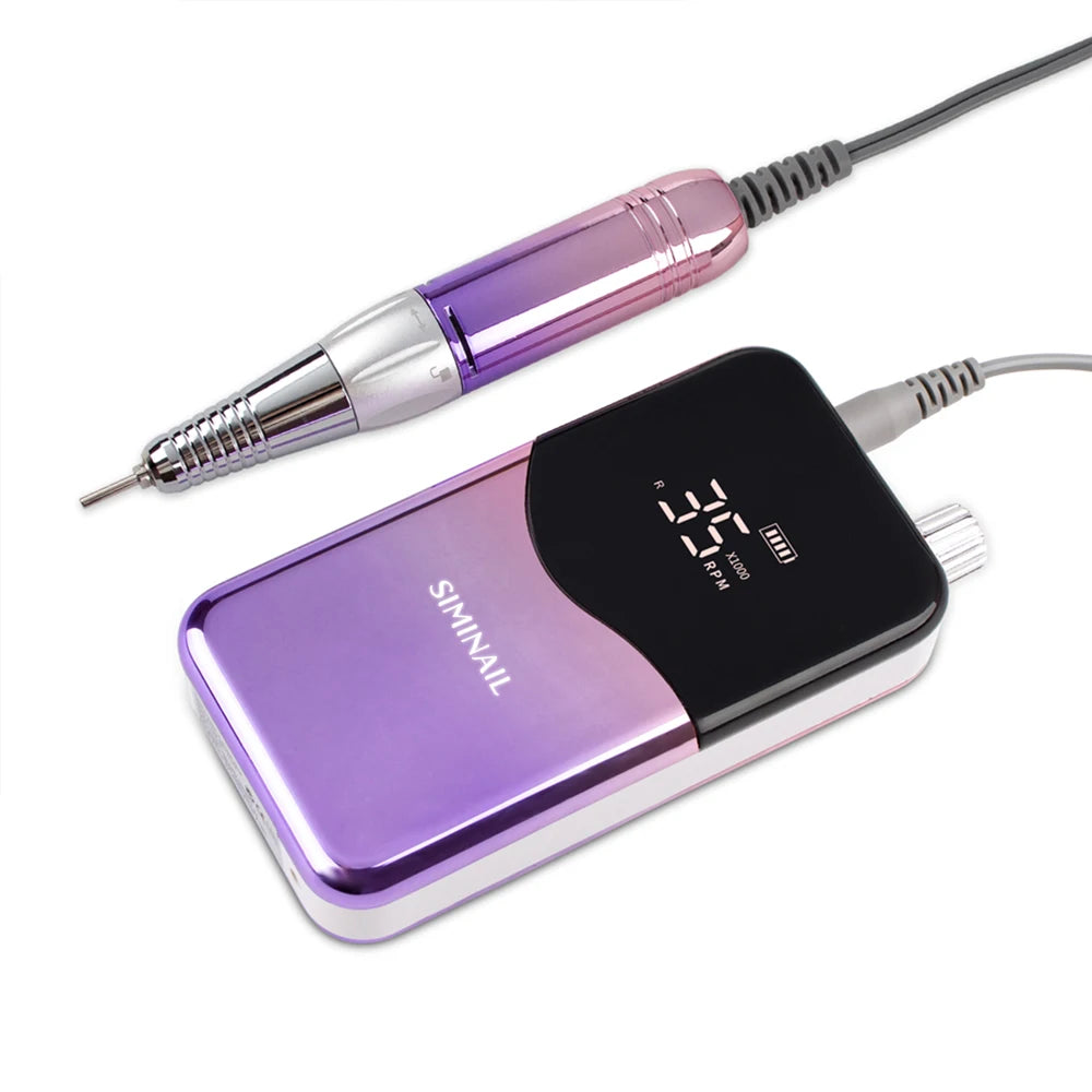 SIMINAIL Professional Nail Drill Machine – 35000RPM Portable Electric Nail File with Rechargeable E-File Bit Kit