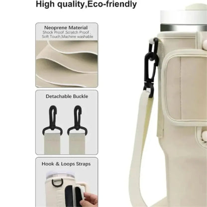 30/40Oz Water Bottle Crossbody Bag — Reusable Cooler Bag with Adjustable Shoulder Strap