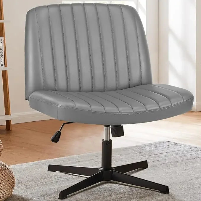 Armless Criss Cross Legged Swivel Office Chair - Wide Desk Chair Without Wheels
