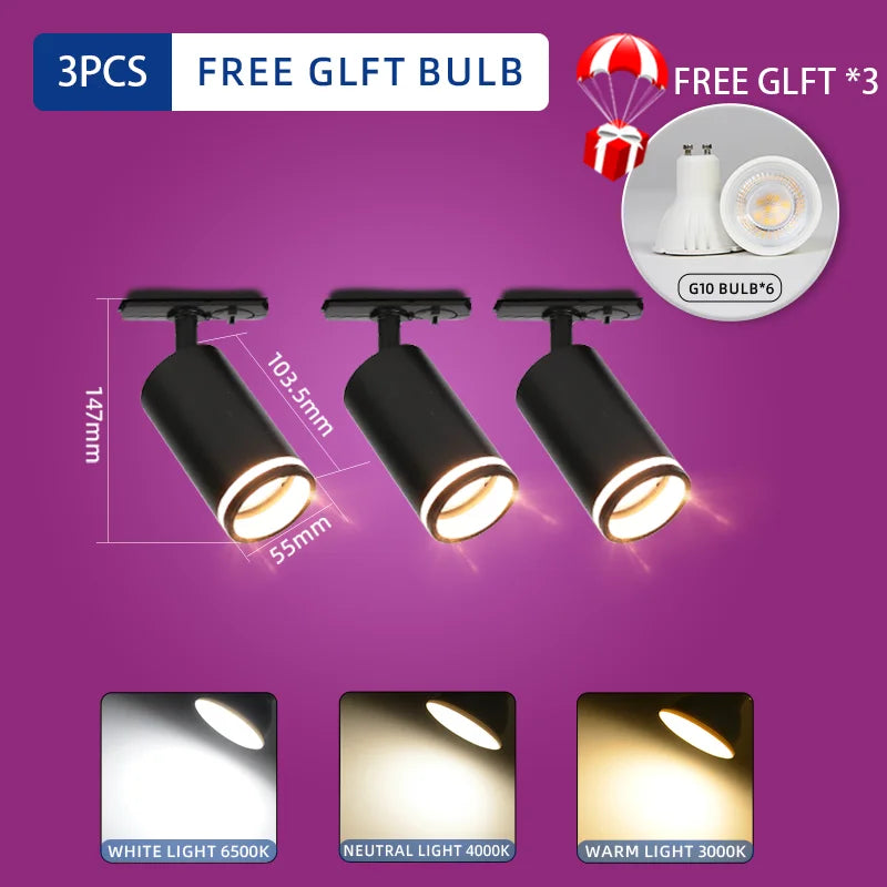 LED Track Light System – 85-265V COB Ceiling Lamp Set with Rails & Spots for Clothing Shops, Living Rooms & Stores