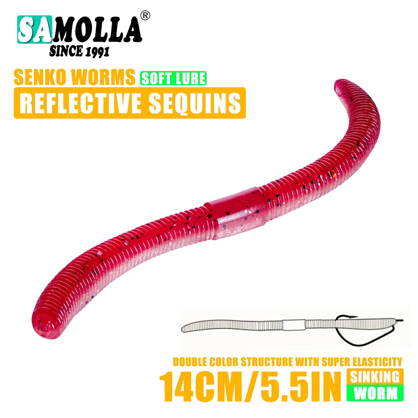 Soft Bait Senko Worms – 10cm/14cm, 10-15pcs Bag Wacky Stick Fishing Lures for Bass & All Fish