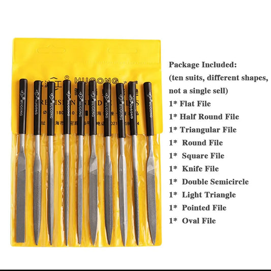 10pcs Diamond Mini Needle Files - 140mm Small Steel Files for DIY Woodworking, Metal, Glass, Stone, and Jewelry Polishing