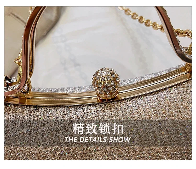 Women’s Chain Evening Shoulder Bag – Vintage Crossbody Handbag Dinner Party Underarm Satchel