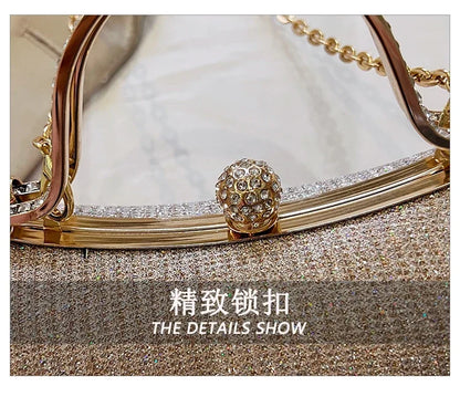 Women’s Chain Evening Shoulder Bag – Vintage Crossbody Handbag Dinner Party Underarm Satchel