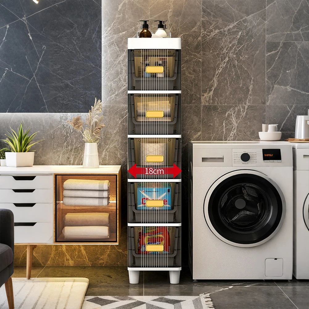 Narrow Toilet Storage Cabinet – 4/5 Tier Waterproof Corner Shelf & Crevice Side Rack