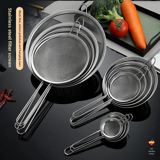 Stainless Steel Mesh Sieve Slotted Spoon – Kitchen Strainer for Baking, Pastry, Oil, and Flour Sifting