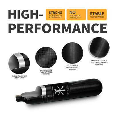 TUXING 4500PSI 300BAR 30MPA 0.5L Carbon Fiber Scuba Diving Cylinder HPA High-Pressure Tank M18*1.5