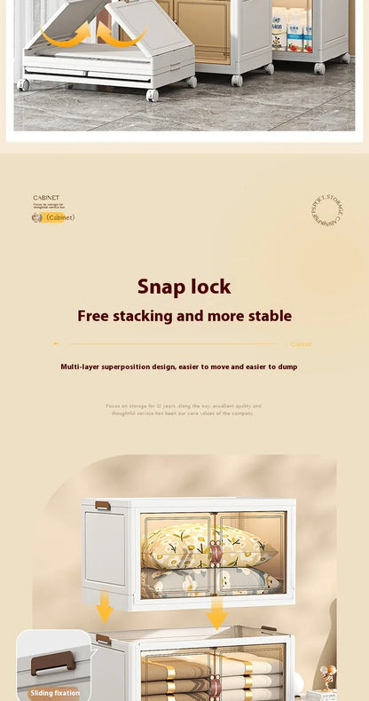 3/4/5 Layers Folding Cabinet Closet Organizer – Stackable Storage Box with Wheels, Large Capacity for Living Room Sundries