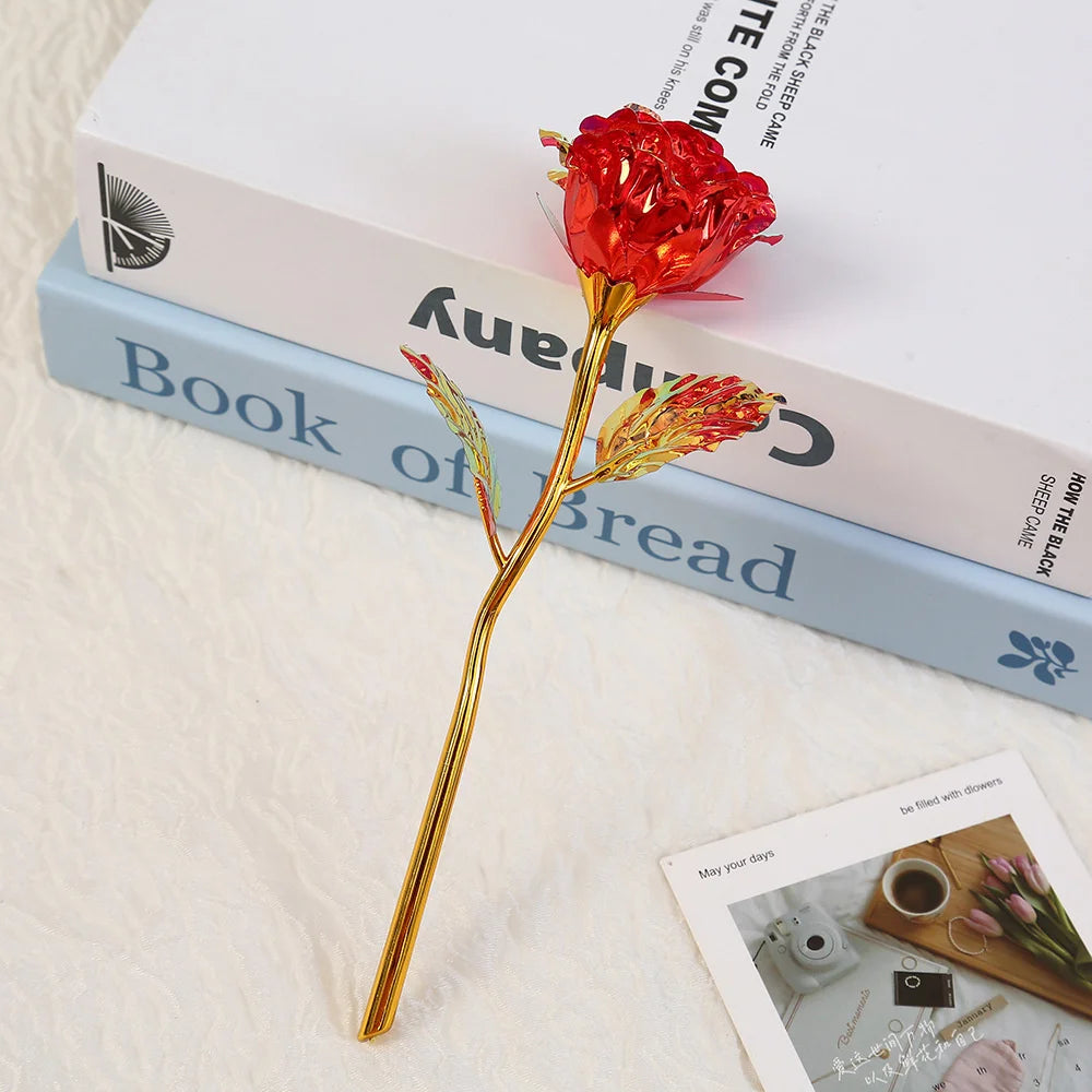 18cm 24K Golden Rose Flower – Artificial Foil Roses for Valentine’s Day, Wedding, Party Decoration & Holiday Gift