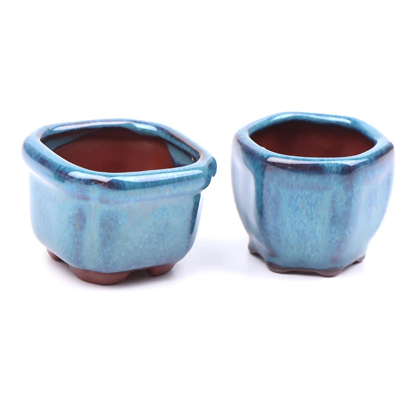 Mini Chinese Style Ceramic Bonsai Pot – Breathable Succulent Planter with Drainage Holes for Home