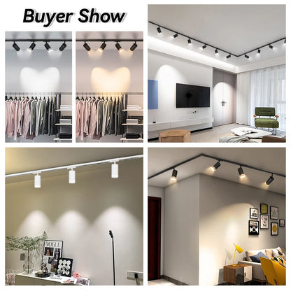 LED Track Light System – 85-265V COB Ceiling Lamp Set with Rails & Spots for Clothing Shops, Living Rooms & Stores