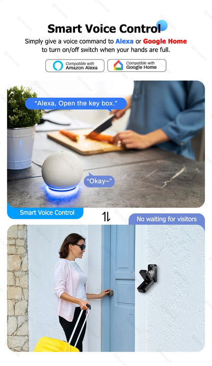 YRHAND TTlock Smart Password Fingerprint Lock Box – Digital Card & Tuya-Compatible Portable IP66 Security for Smart Homes