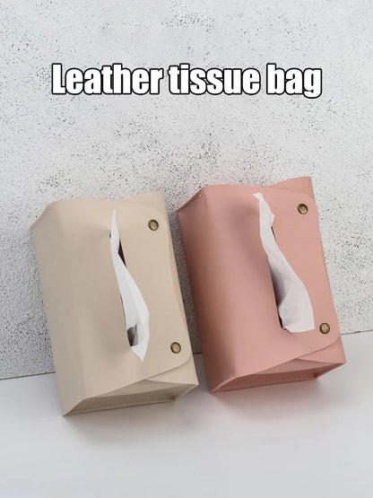 PU Leather Tissue Box – Desktop Storage Organizer for Dining Room, Living Room & Kitchen, 1PC