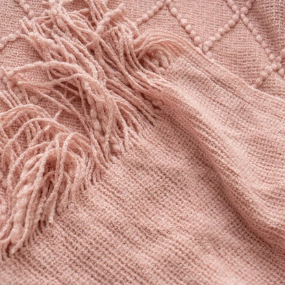 White Boho Throw Blanket – Textured Chunky Knitted Vintage Luxury Bedspread, Sofa Cover Manta Para Sofá