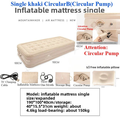 MOUNTAINHIKER 2025 Inflatable Air Mattress - PVC Glamping Camping / interior Bed Mat with Built-In Pump for 1-3 Person