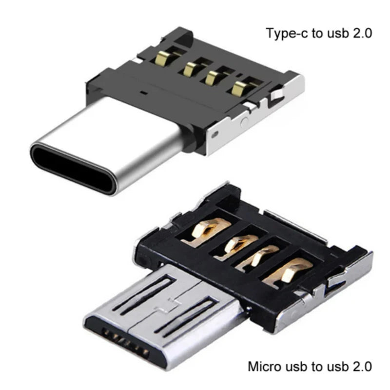 1-10PCS OTG Micro USB to Type-C Adapter – USB-C Male to USB 2.0 Female Data Connector for MacBook, Samsung, Xiaomi, Huawei, Android Phones