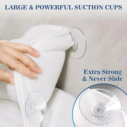 Luxury Bath Pillow for Bathtub – Neck & Back Support Headrest with Soft 4D Mesh