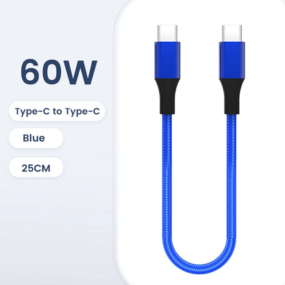 30cm USB-C to USB-C Fast Charging Cable – Compatible with iPhone 15, Xiaomi, Samsung, Huawei & Power Banks