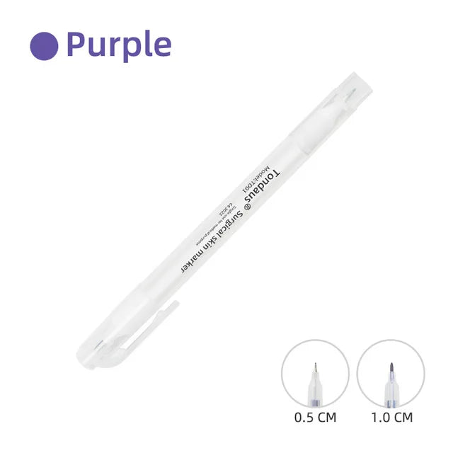 Professional Surgical Sterile Skin Marker Pen – Microblading Tattoo Eyebrow & Lip Marker with Measuring Ruler Set